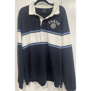 Coach Signature Rugby Shirt Men’s XXL Colorblock Rare Logo Spell out